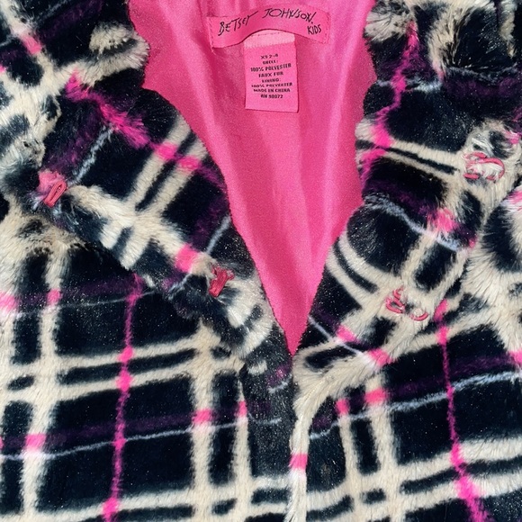 Betsy Johnson kids faux fur black/tan/pink coat/ cat purse lot - Picture 5 of 14